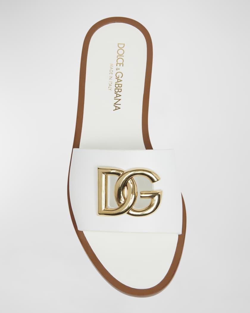 DG Medallion Leather Flat Sandals