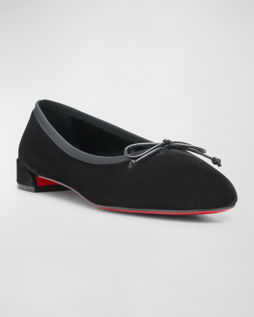 Sweetie Suede Bow Red Sole Ballerina Flats
