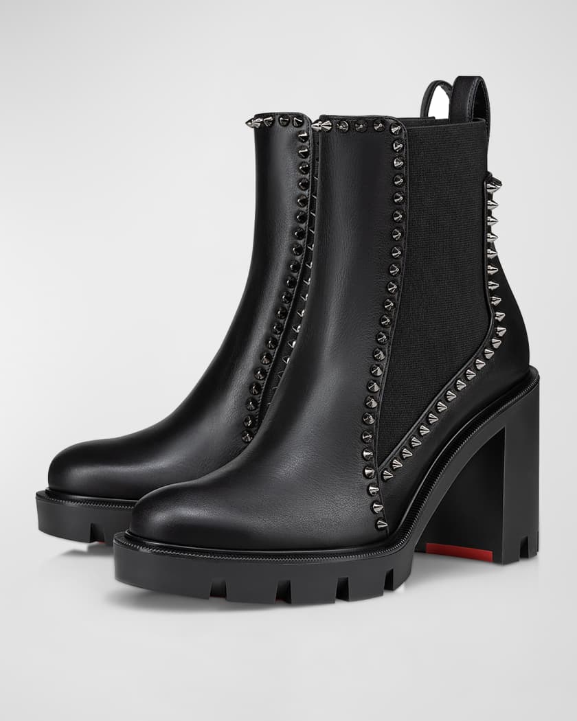 Spikes Leather Red Sole Chelsea Booties
