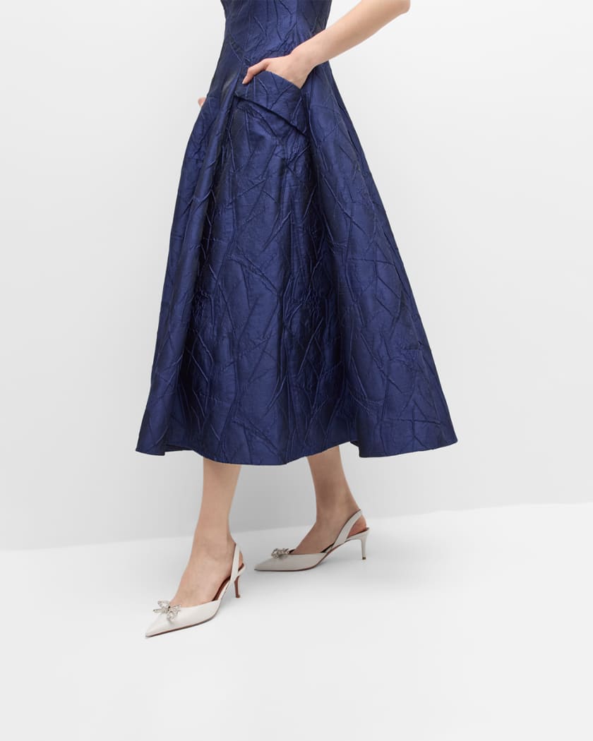 Rosie Leather Crystal Bow Slingback Pumps