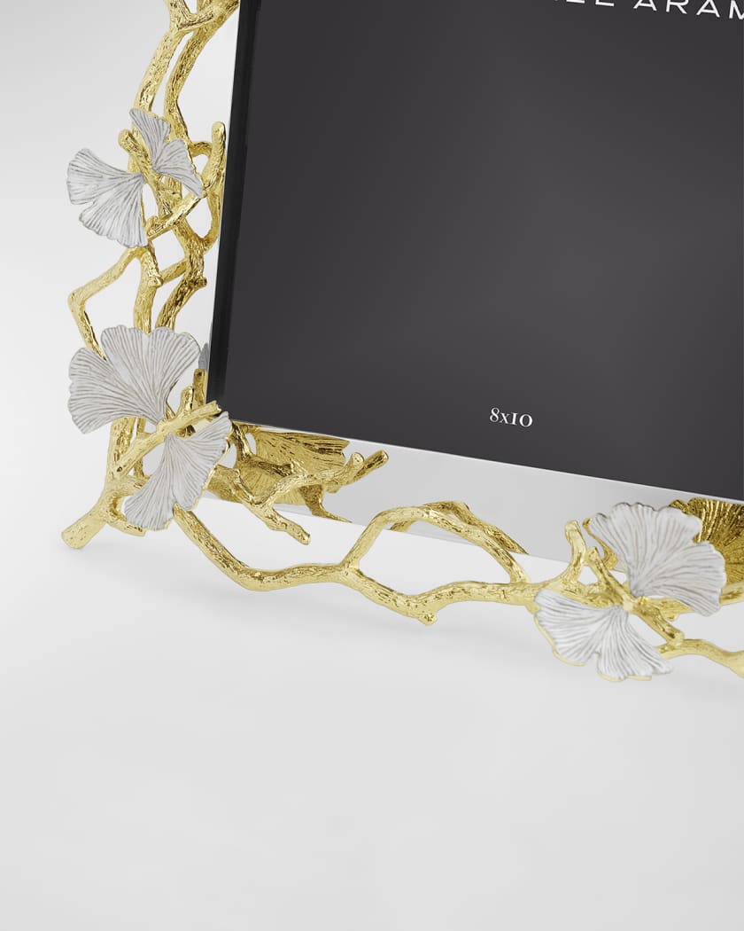Butterfly Ginkgo White and Gold Frame, 8" x 10"
