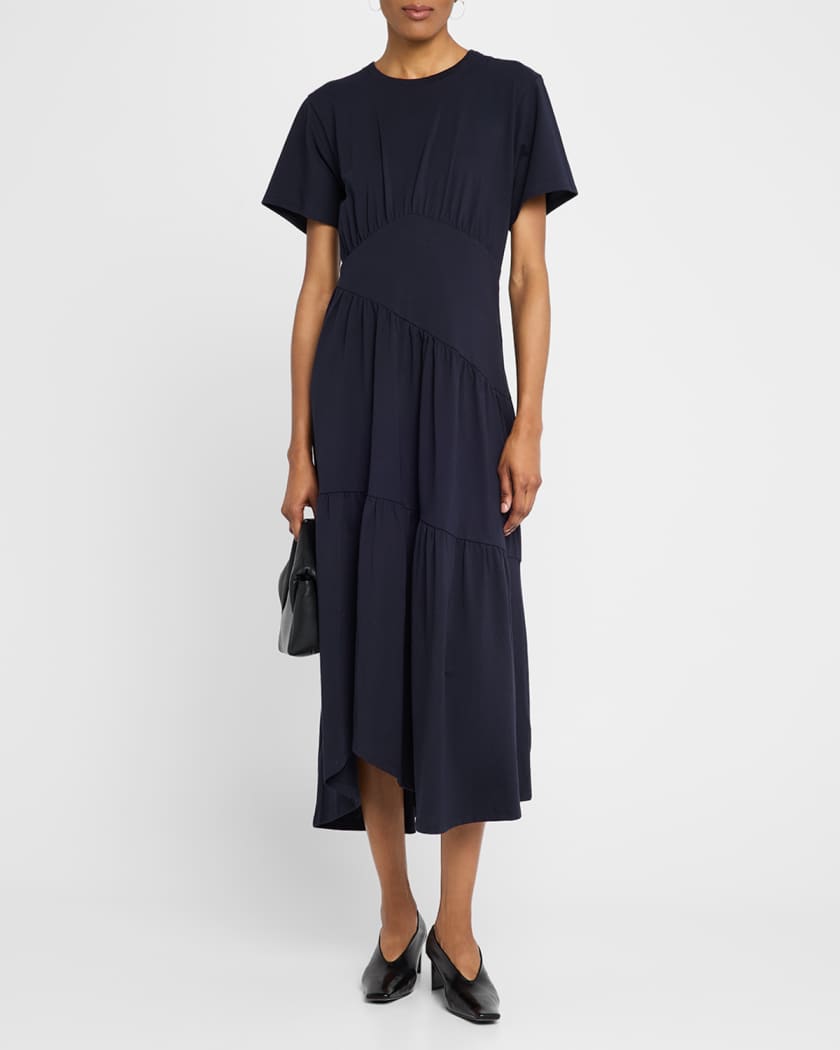 Short-Sleeve Gathered Maxi Dress