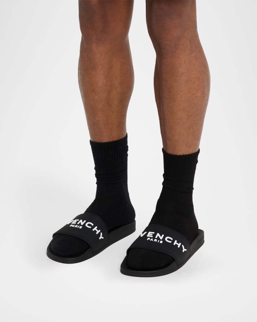 Men's Leather Logo Slide Sandals