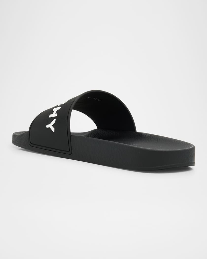 Men's Leather Logo Slide Sandals