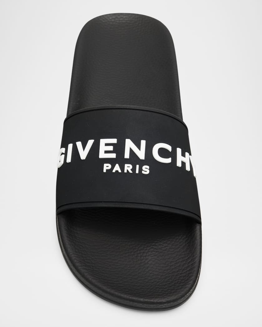 Men's Leather Logo Slide Sandals