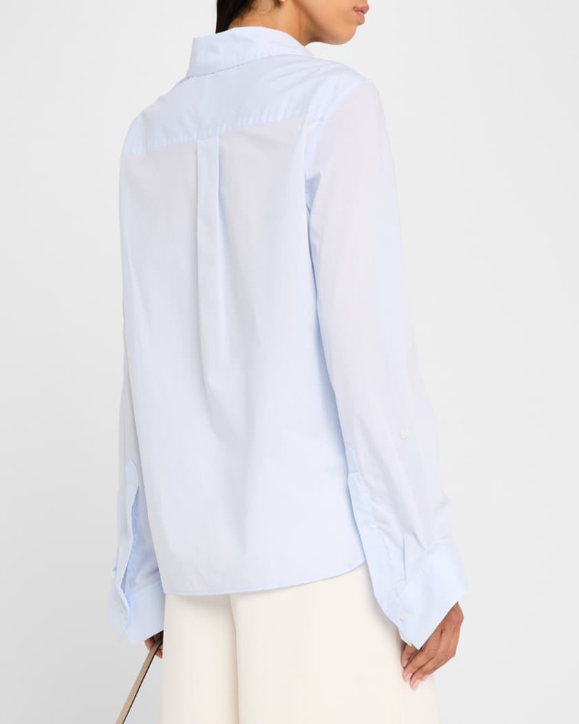 Cotton Button-Front Boyfriend Shirt