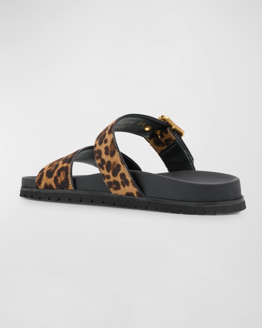 Leopard Buckle Sporty Slide Sandals