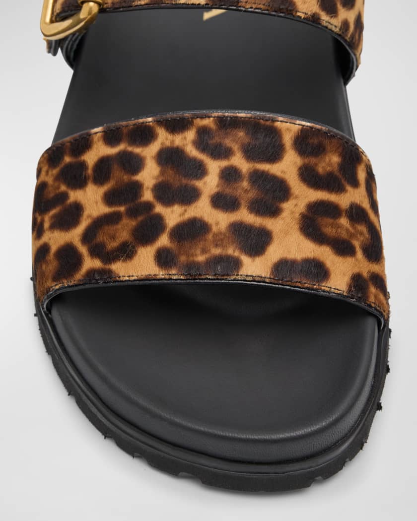 Leopard Buckle Sporty Slide Sandals