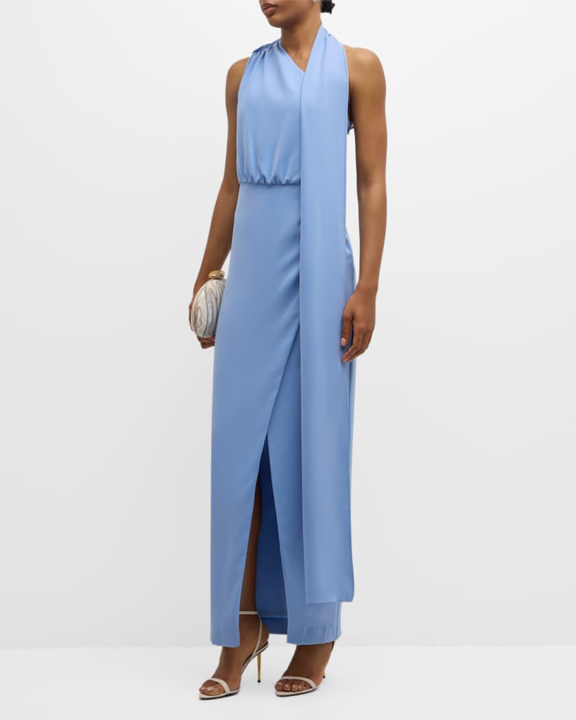 Fantasia Draped One-Shoulder Column Gown