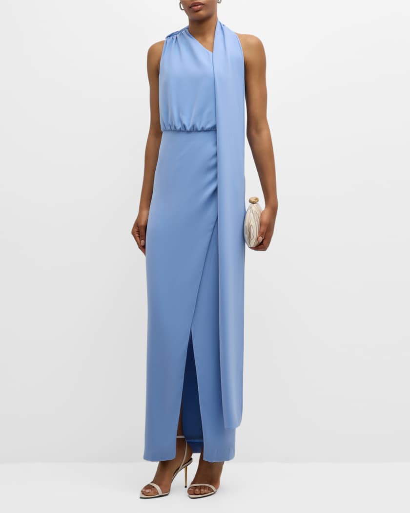 Fantasia Draped One-Shoulder Column Gown