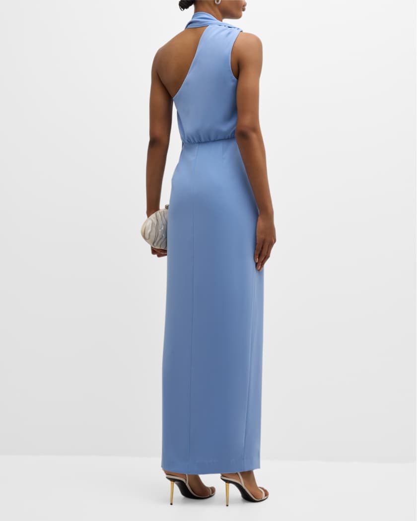 Fantasia Draped One-Shoulder Column Gown