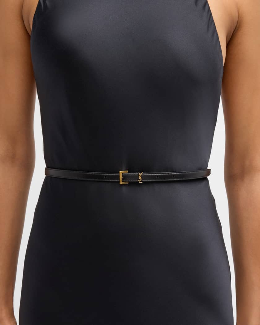 Cassandre YSL Leather Skinny Belt 