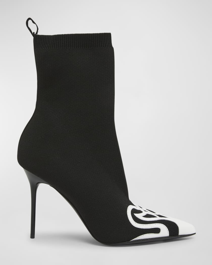 Balmain Skye Knit Patent Stiletto Sock Booties Neiman Marcus