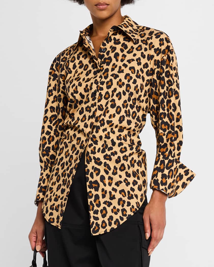 Loch Cutout Tie-Back Striped Poplin Shirt