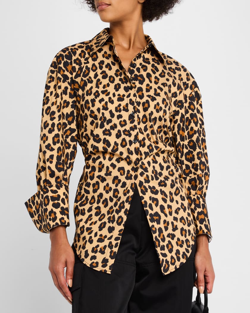 Loch Cutout Tie-Back Striped Poplin Shirt