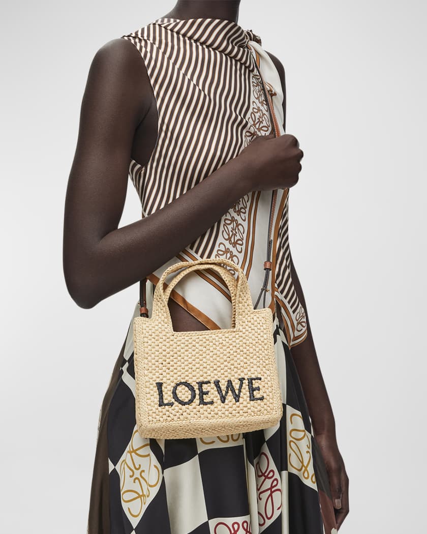 x Paula’s Ibiza Font Logo Mini Tote Bag in Raffia