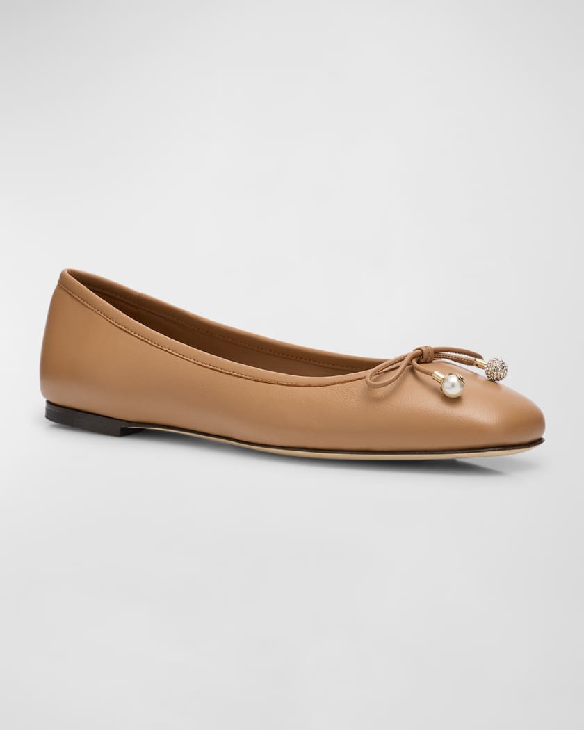 Elme Leather Bow Ballerina Flats