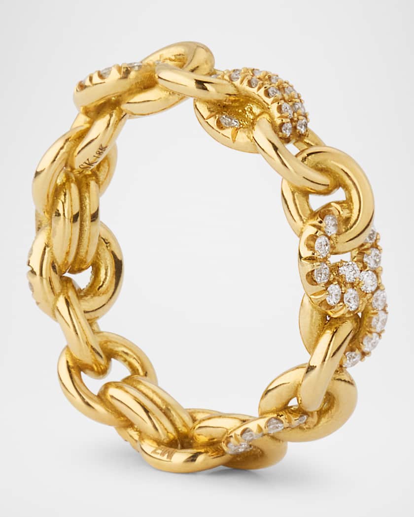Fused Serpens Ring with Pavé Diamonds in 18K Yellow Gold, Medium