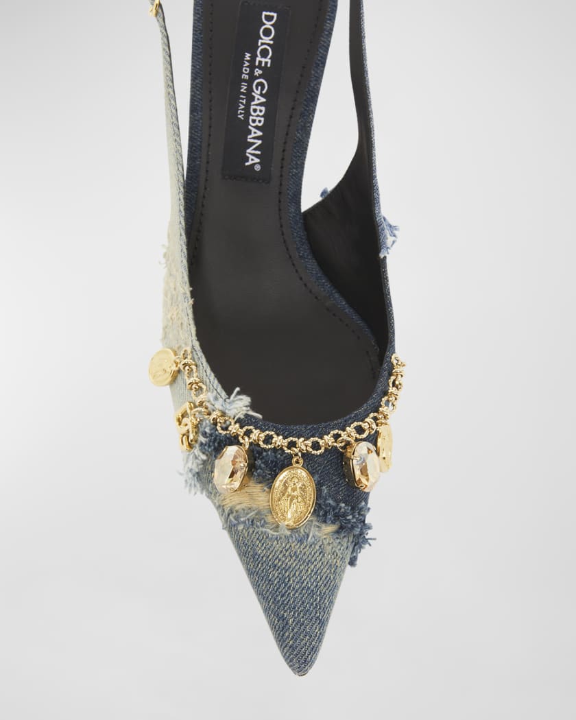 Denim Charms Slingback Pumps