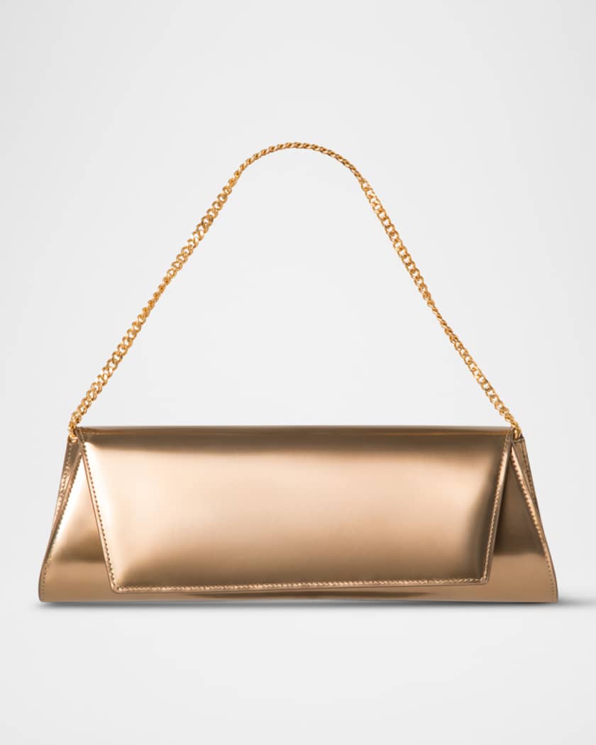 Anouk Small Metallic Leather Clutch Bag