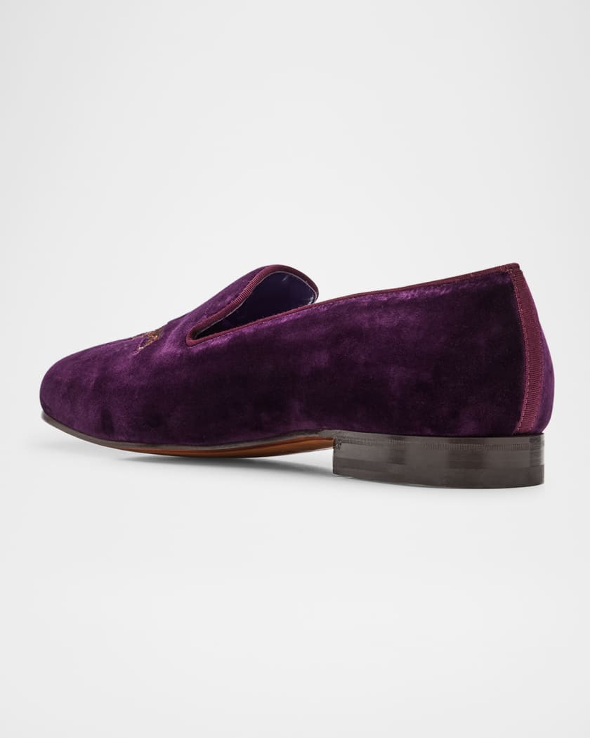 Men's Alonzo Embroidered Velvet Slippers