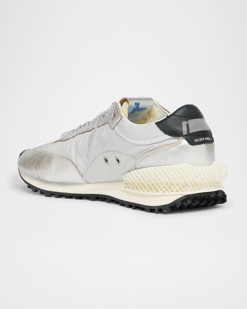 Men's Marathon Nylon and Leather Low-Top Sneakers