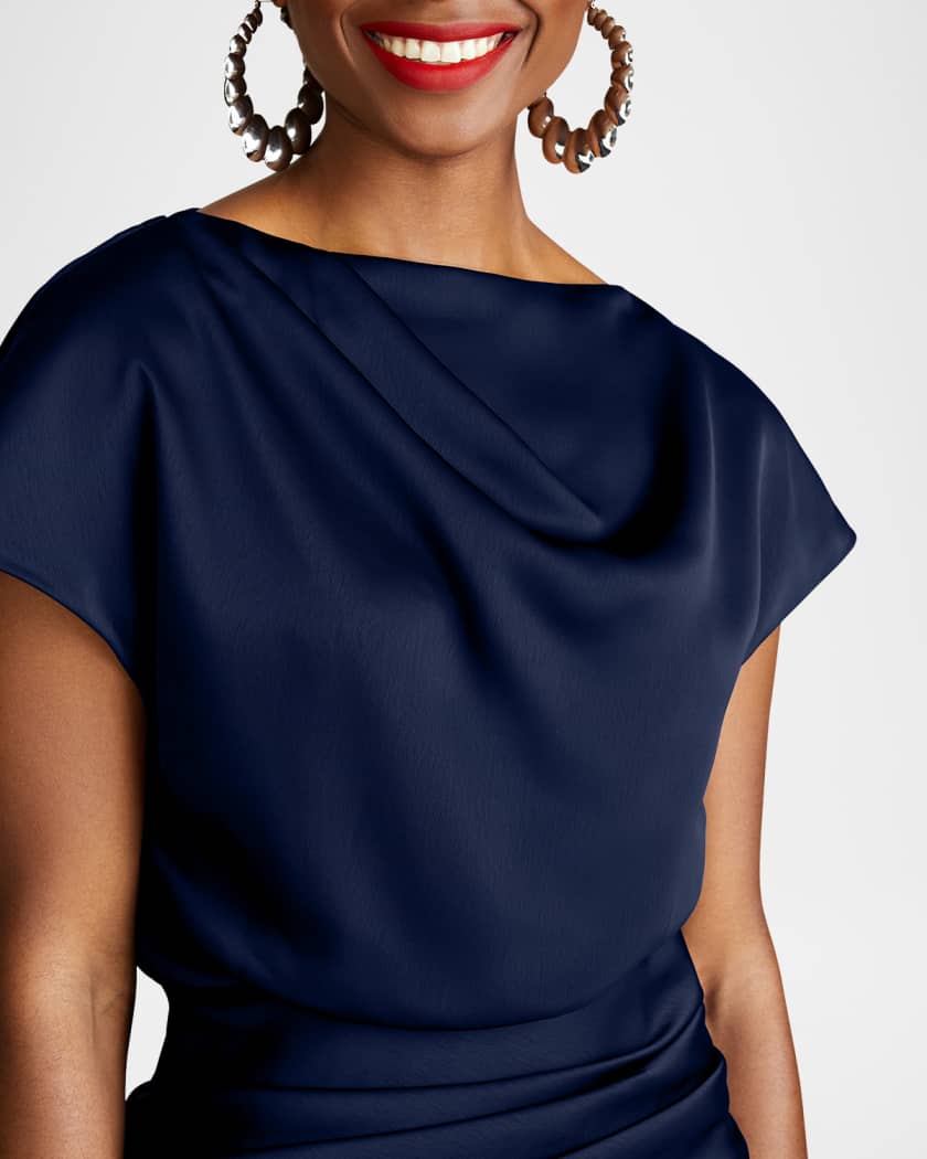 Draped Satin Trumpet Gown