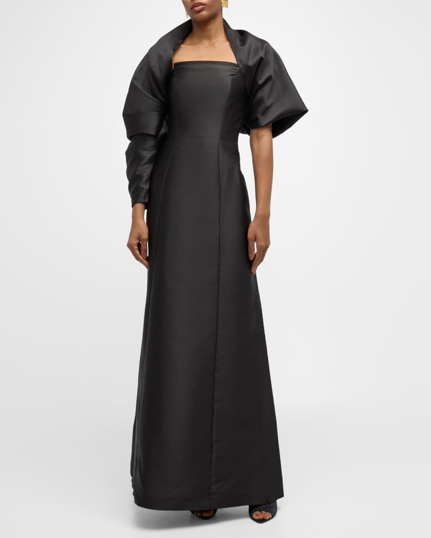 Strapless Gown With Asymmetric Bolero