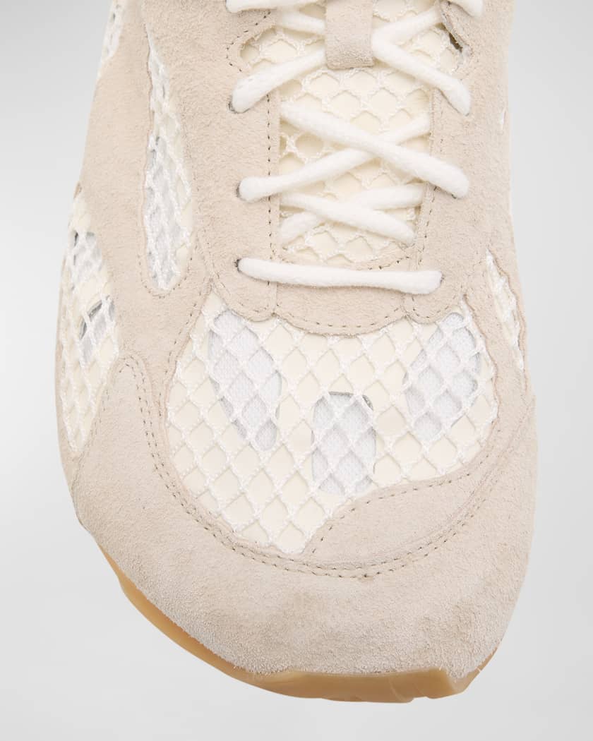 Men's Orbit Aged Leather and Fishnet Runner Sneakers