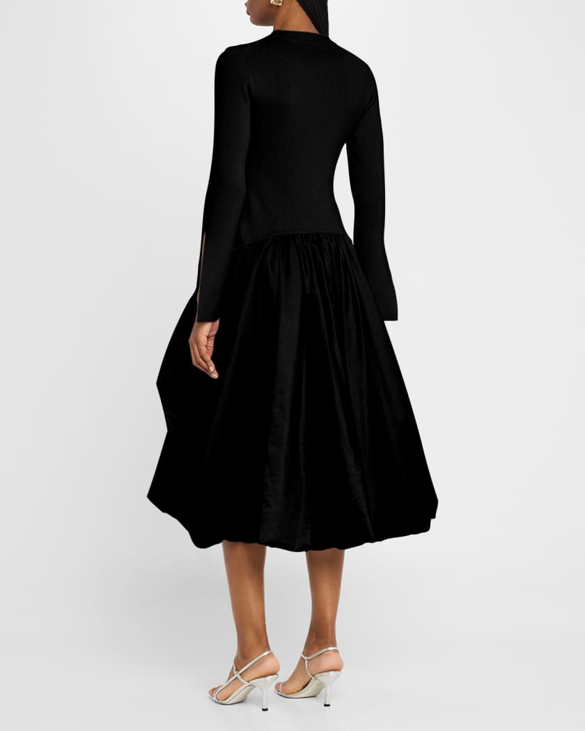 Kenlie Mixed Media Bubble Midi Dress