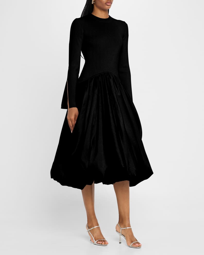 Kenlie Mixed Media Bubble Midi Dress