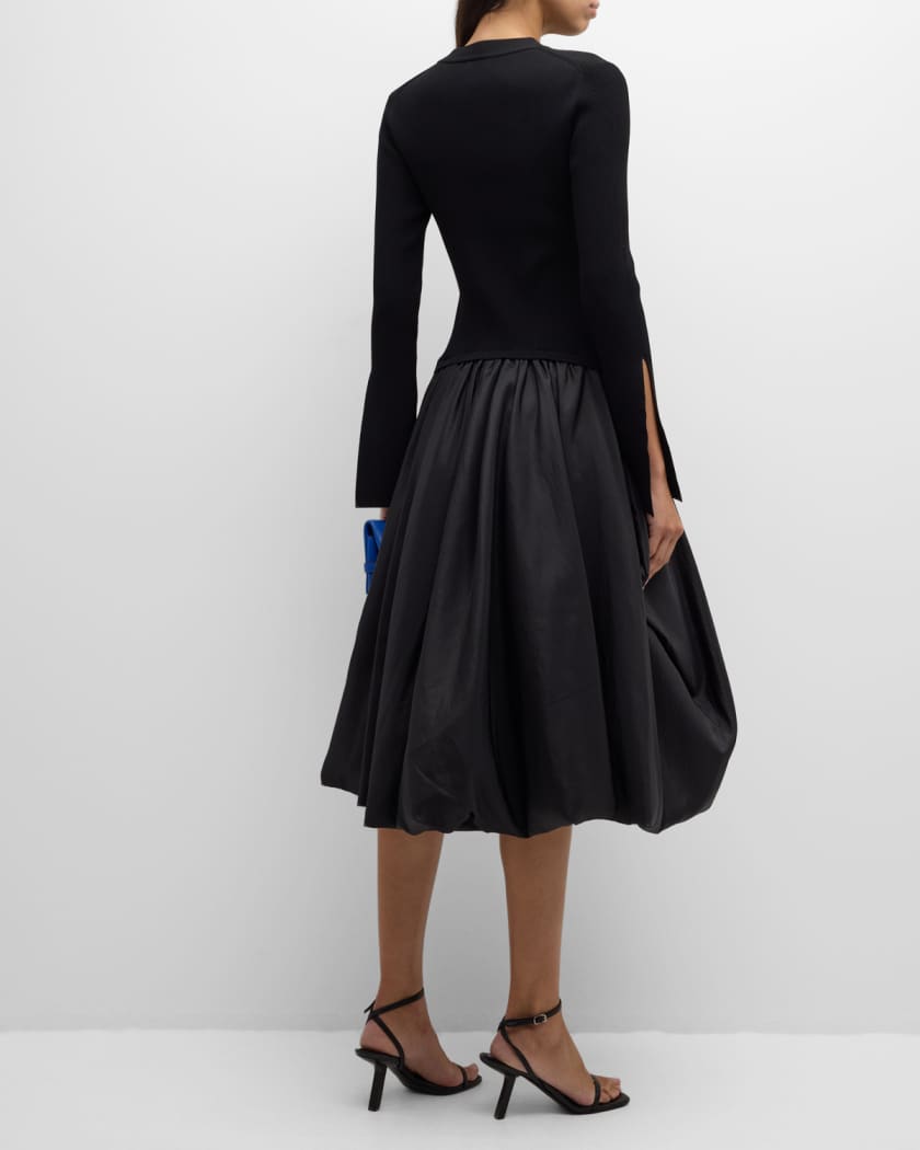 Kenlie Mixed Media Bubble Midi Dress