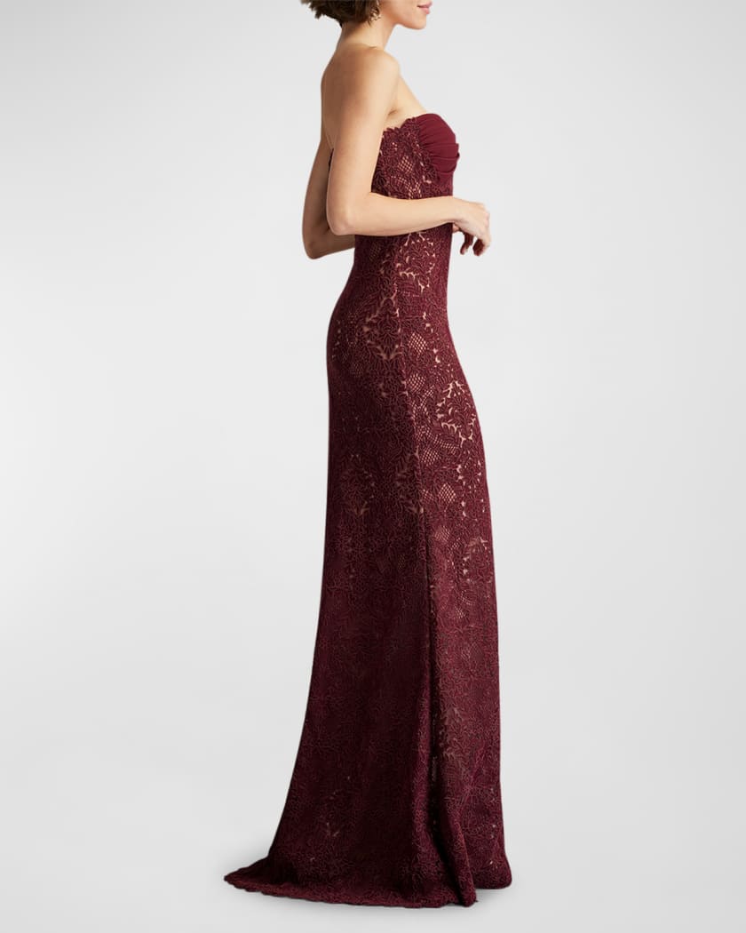 Strapless Lace A-Line Gown