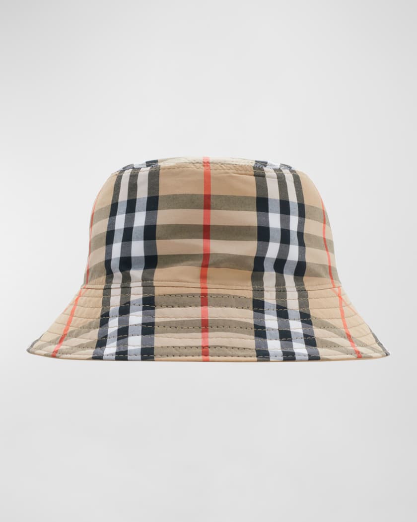 Kid's Check-Lined Reversible Bucket Hat | Neiman Marcus
