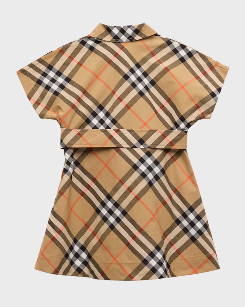 Girl's Giuletta Check-Print Shirt Dress, Size 6M-2