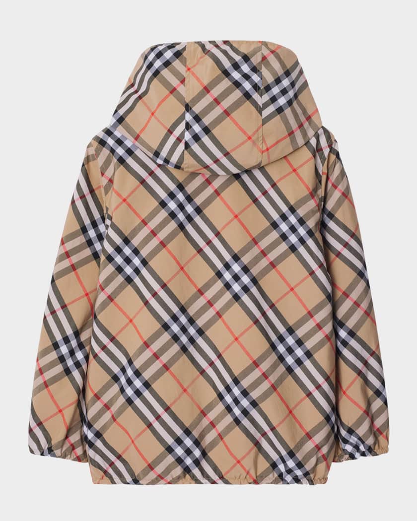 Boy's Rufus Check-Print Reversible Jacket, Size 3-14