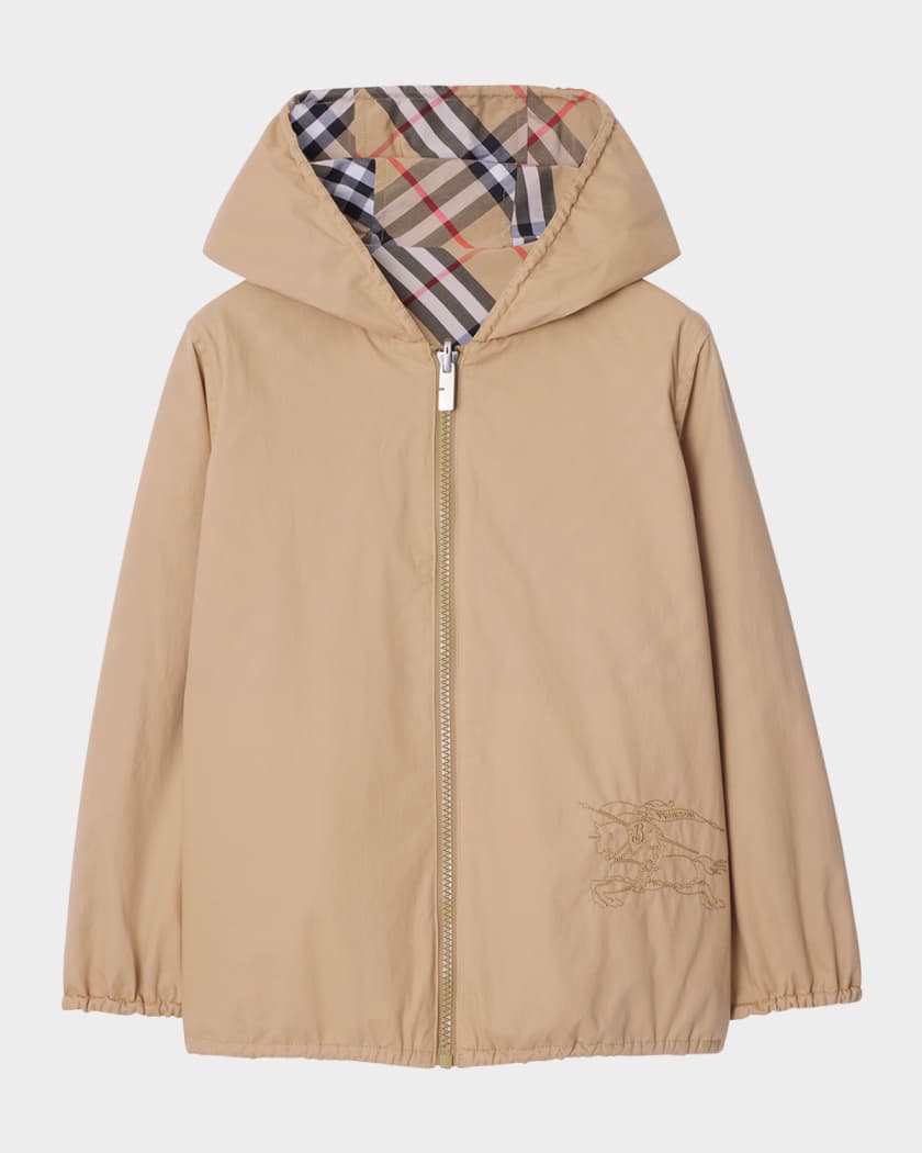 Boy's Rufus Check-Print Reversible Jacket, Size 3-14