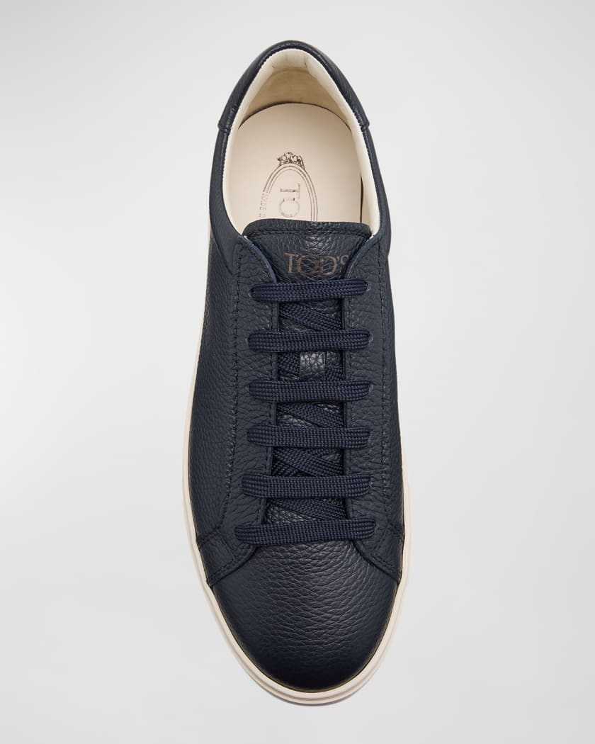 Men's Grained Leather Low-Top Sneakers