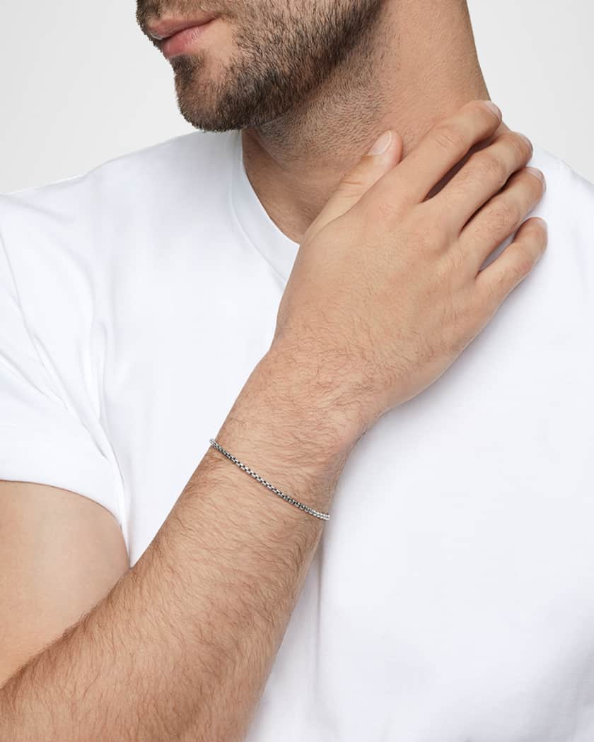 Men's Box Chain Bracelet in Silver, 2.7mm