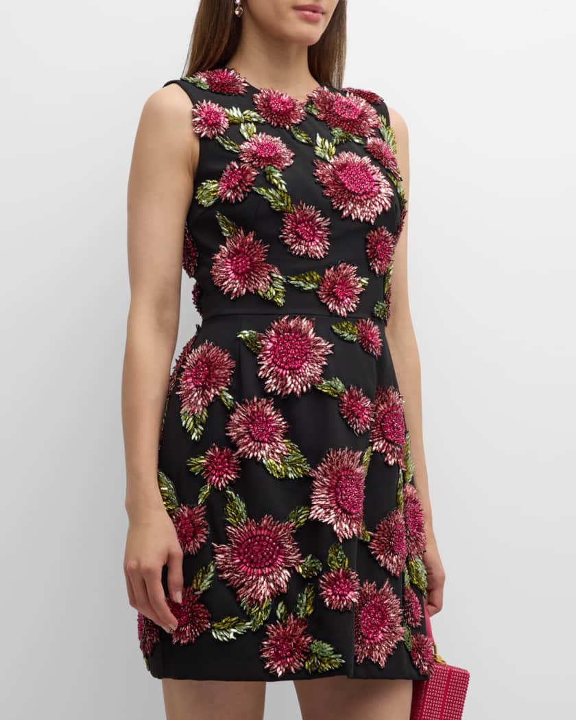 Crystal Flower Sleeveless Mini Dress