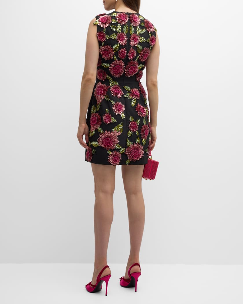 Crystal Flower Sleeveless Mini Dress