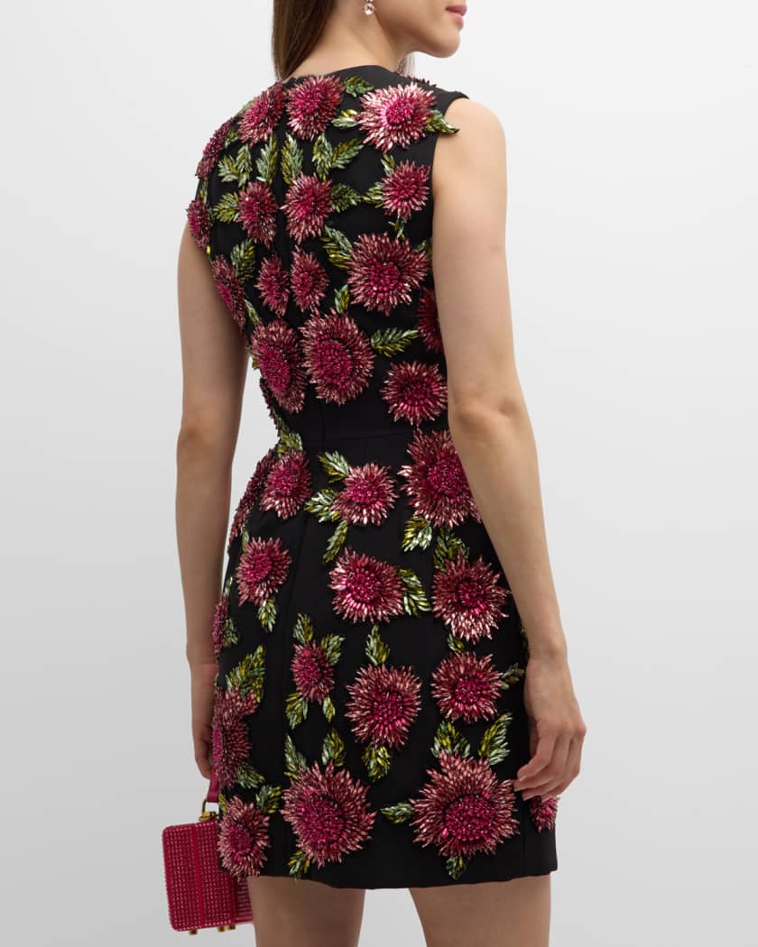 Crystal Flower Sleeveless Mini Dress