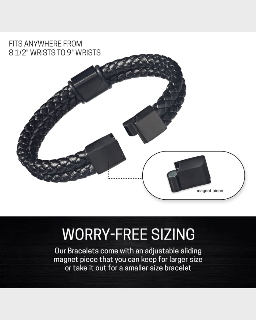 Men's Stainless Steel and Braided Leather Bracelet