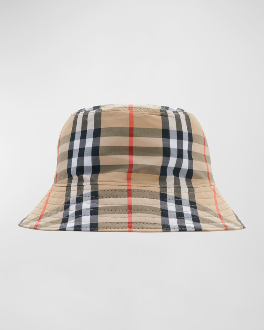 Kid's Check-Lined Reversible Bucket Hat | Neiman Marcus