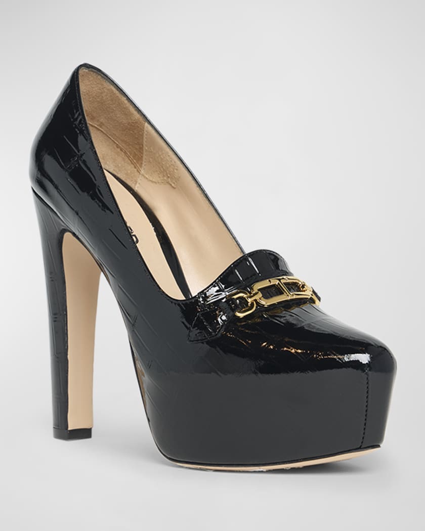Whitney Croco T-Chain Platform Pumps