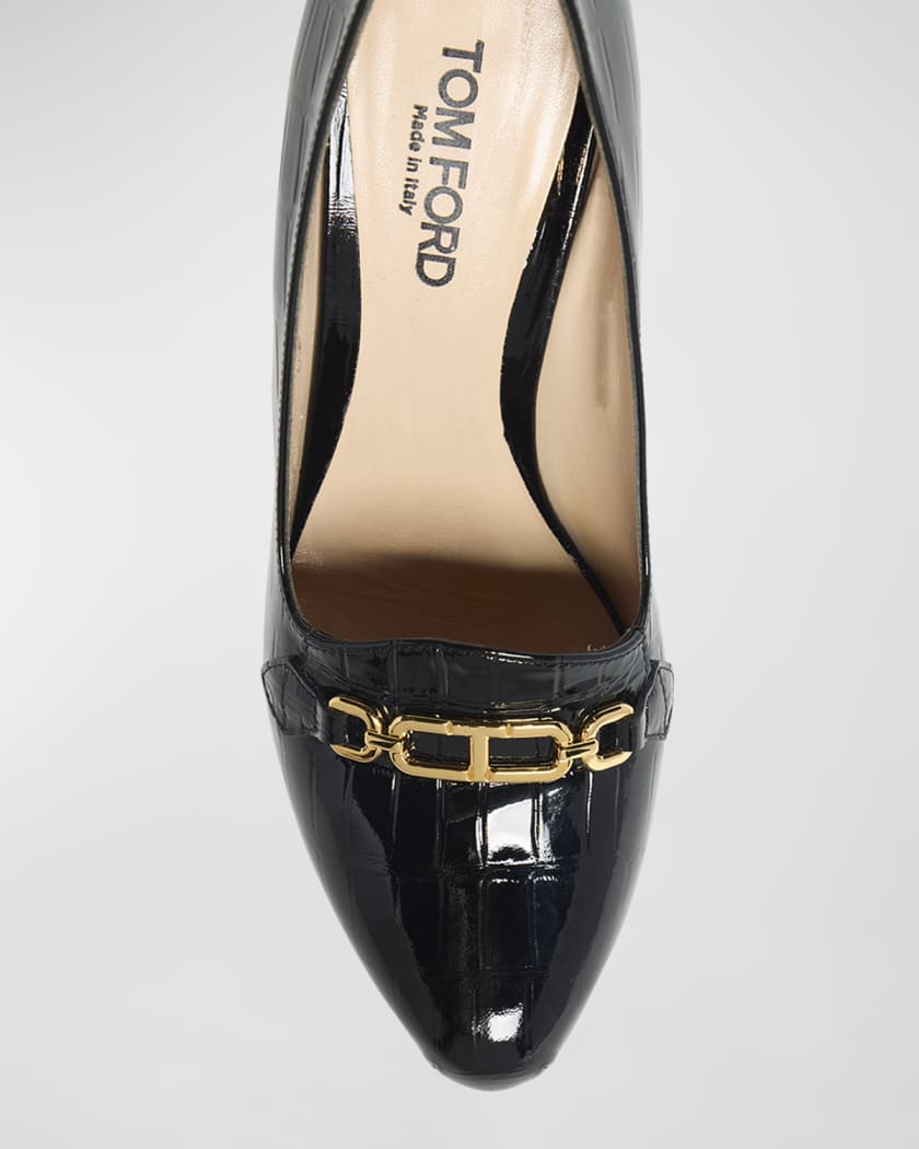 Whitney Croco T-Chain Platform Pumps