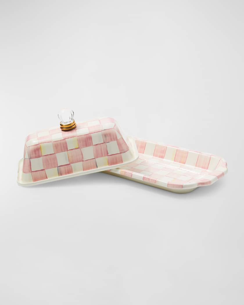 Rosy Check Enamel Butter Box