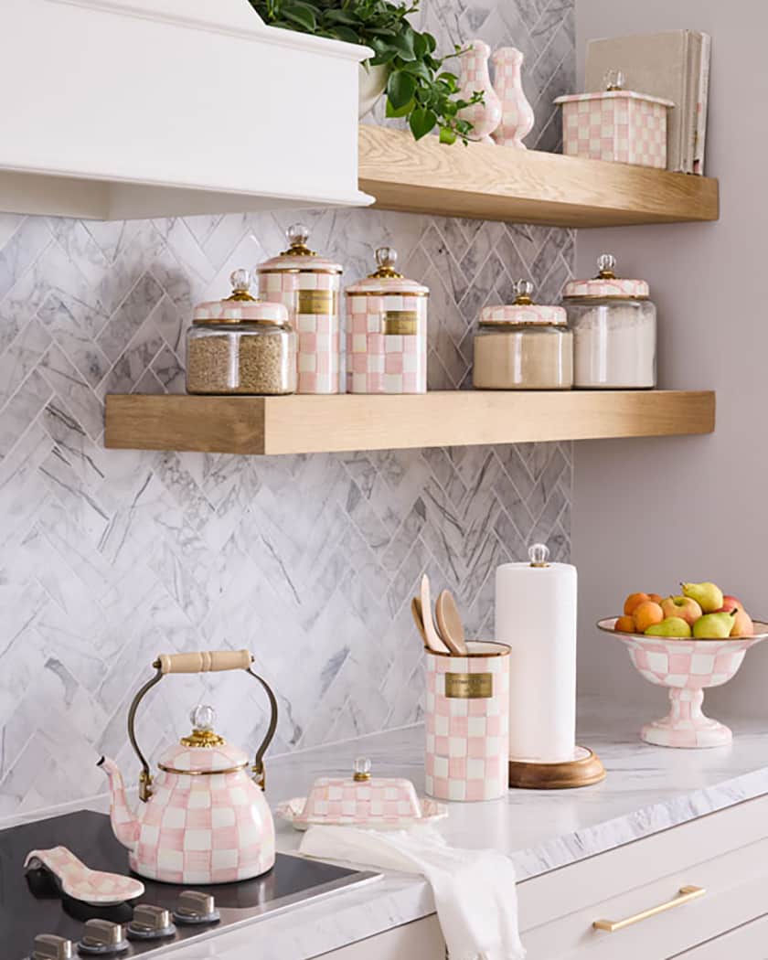 Rosy Check Enamel Butter Box