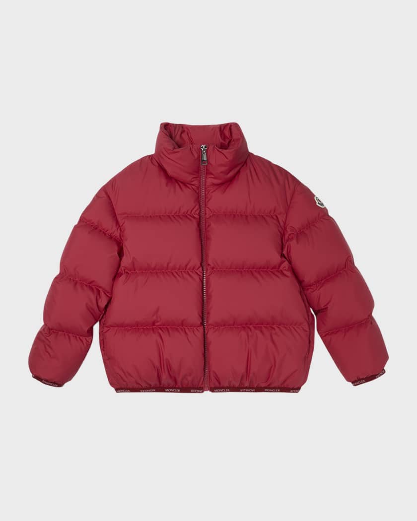 Moncler Girl's Abbadia Logo Tape Puffer Jacket, Size 4-6