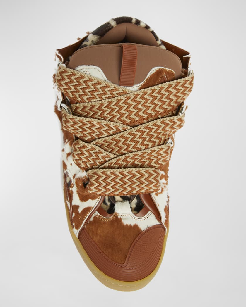 Men's Curb Pony-Effect Low-Top Sneakers